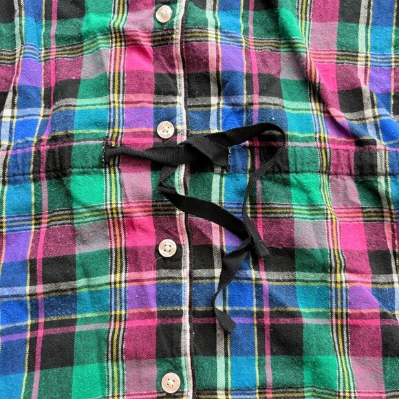 Victorias Secret Top Womens M Plaid Light Flannel Nightshirt Pocket Drawstring - Picture 4 of 15
